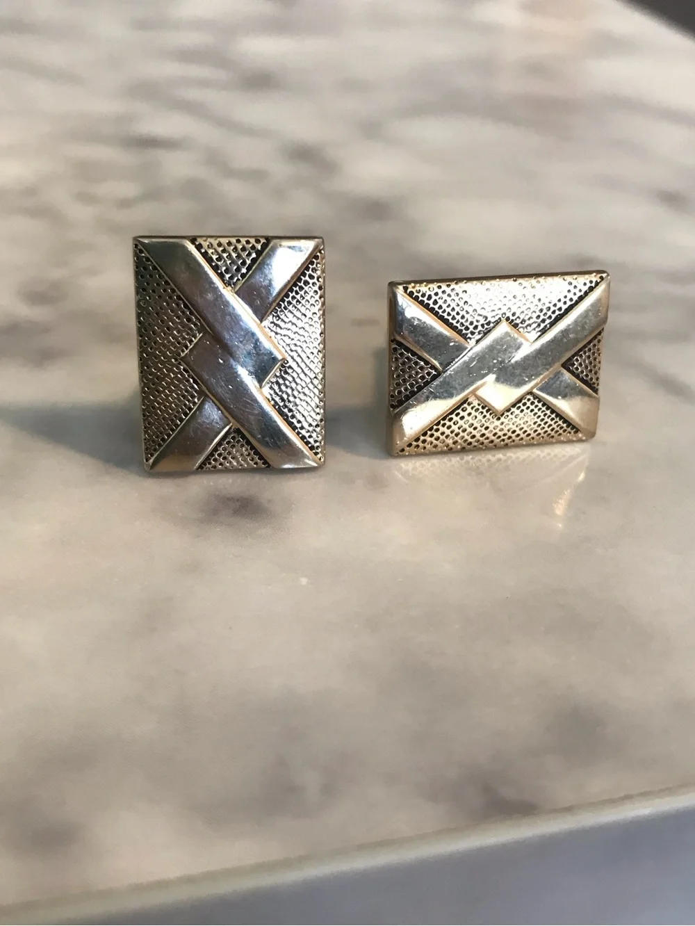 Vintage Swank Gold Tone Cufflinks Lot 4 Pairs Bullet Back Mid Century Geometric